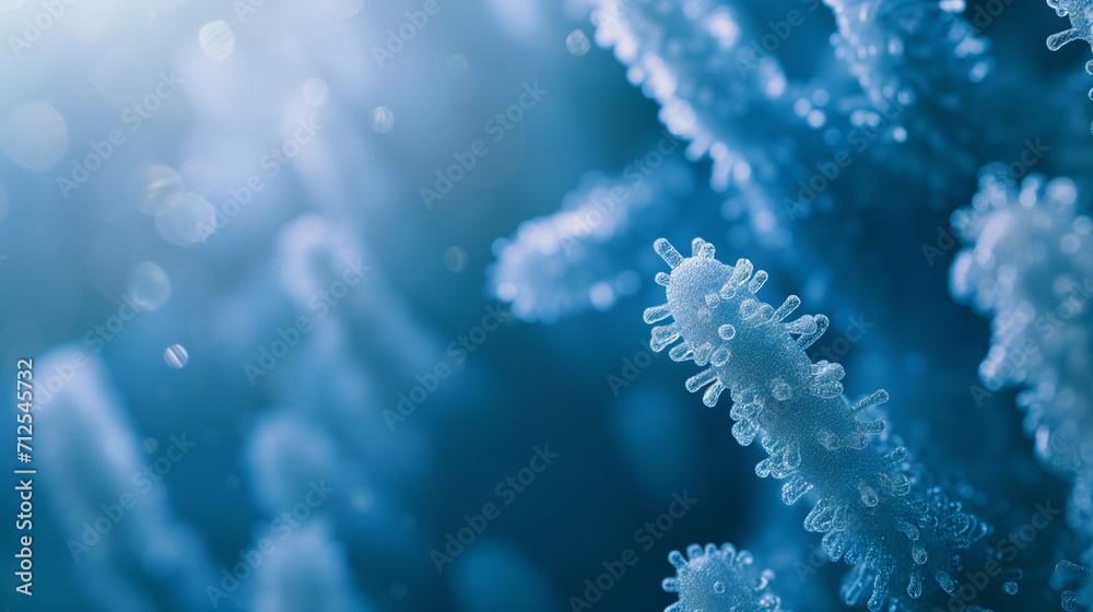3D Illustration of Bacteria Microorganisms Under Microscope