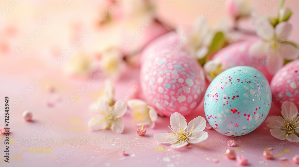 easter eggs and cherry blooming pastel colors greeting card background easter eggs and cherry blooming pastel colors greeting card background