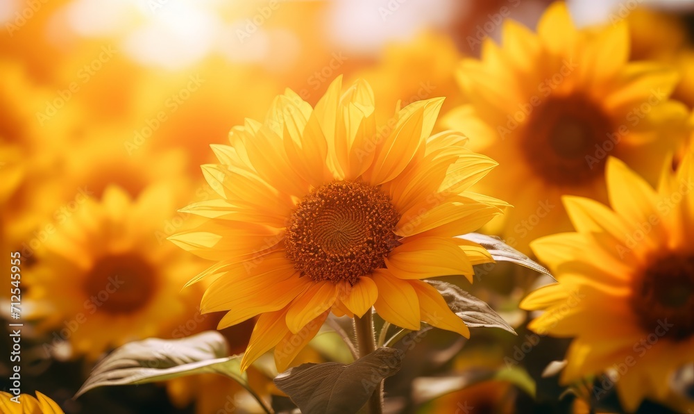 Fototapeta premium Spring summer sunflowers Soft selective focus
