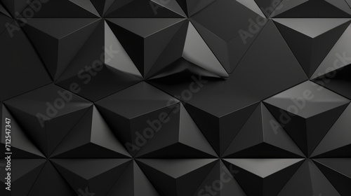 Polished, glossy wall background with tiles. Triangular, tiled wallpaper with 3D, black blocks photo