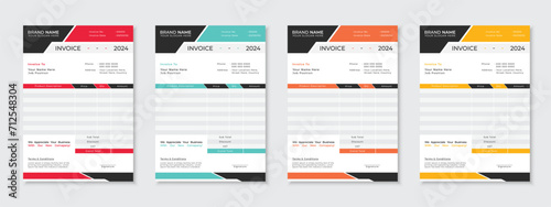 Professional business invoice design template, modern bill form, pricelist invoices bundle, creative corporate minimal invoice stationery design, simple clean office payment receipt editable vector