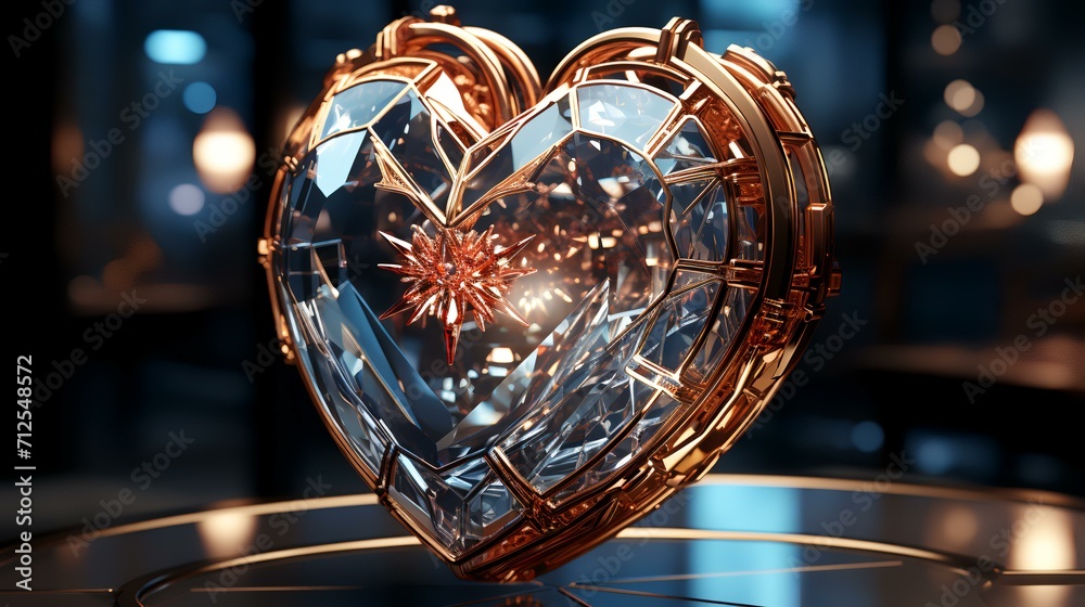 Glass Heart with Diamonds Inside: Futuristic Elegance