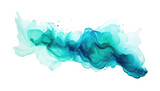 Emerald and sky blue swashes of watercolor paint isolated on transparent background. PNG file, cut out
