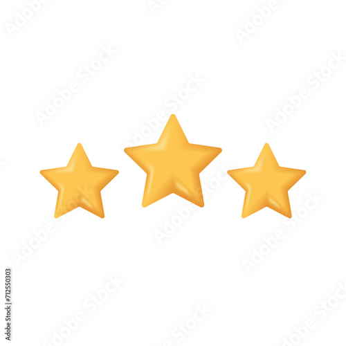 3d three star icon for service rating for satisfaction rating bubble	