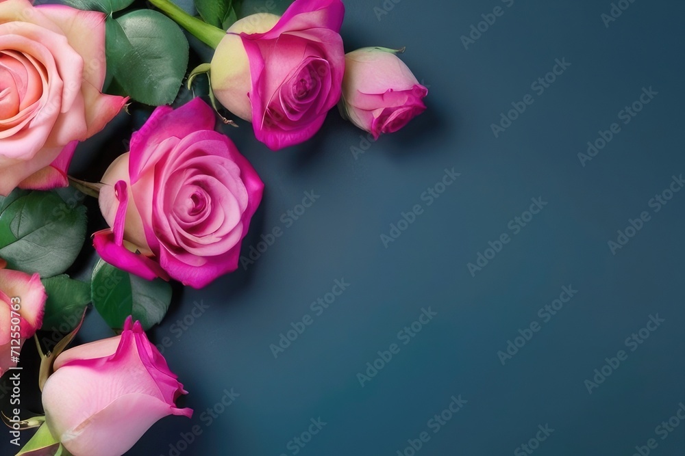 Beautiful spring flower with a magical close-up blossom nature flower, rose and tropical floral petal for beauty background. Top view empty space for text. Spring concept.