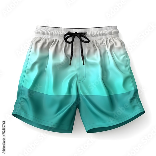 Swim shorts, men's or women's short, summer shorts, green, hand-drawn, on a white background. illustration, beach concept
