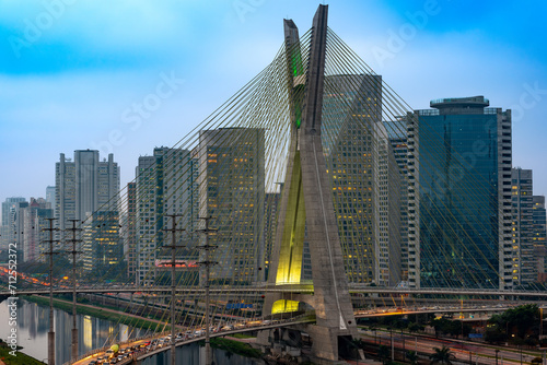 Skyline of Sao Paulo at night, Brazil photo