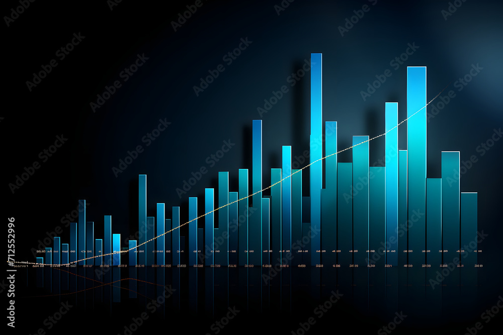 Abstract financial graph with up trend line in stock market on blue color background
Abstract financial graph with up trend line in stock market on blue color background