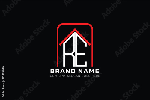 RE letter creative real estate vector logo design . RE creative initials letter logo concept. RE house sheap logo	
