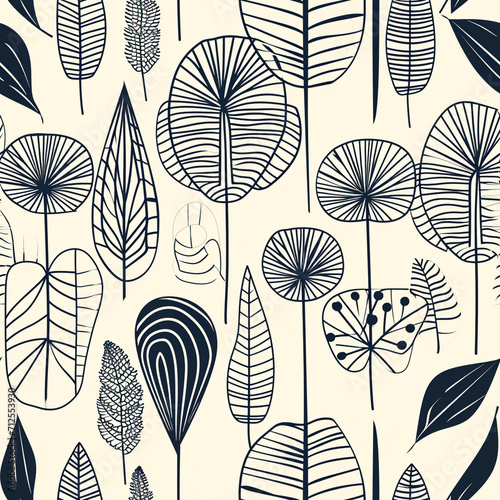 Scandinavian design and pattern style. Line art drawing and details. 