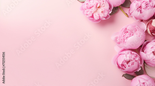 Celebrate Women's Day with the Elegance of Pink Peony Rose Buds on a Pastel Background – Romantic Floral Concept for Spring and Love