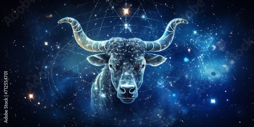 Taurus constellation map in starry sky, AI Generative.