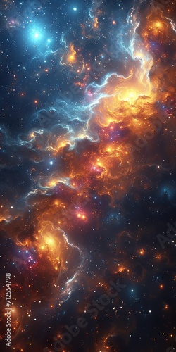 Illustration Shows a Dense Field of Stars in Space - There are Numerous Stars of Varying Brightness and Colors, including White, Blue, Yellow, and Red Hues created with Generative AI Technology