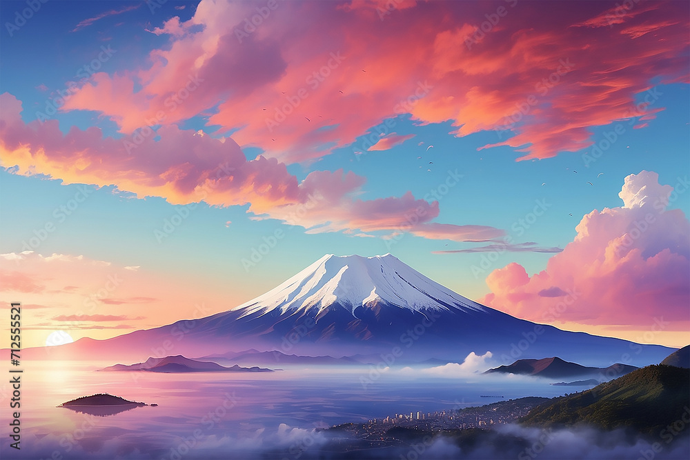 japanese mount fuji landscape view