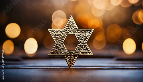 Star of David close-up, against bokeh background photo