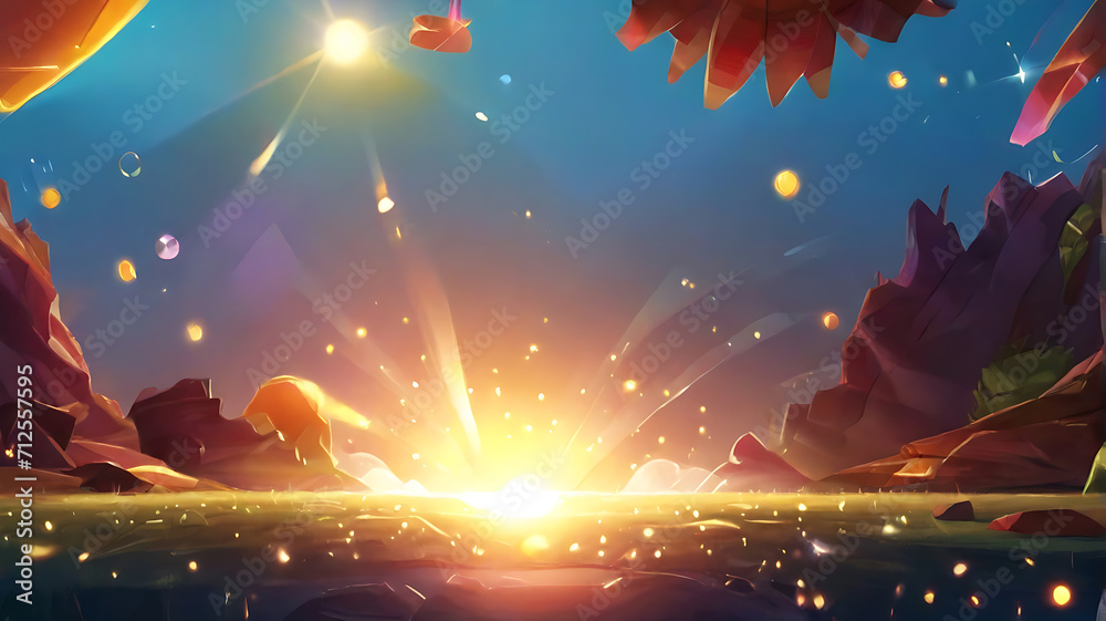 Naklejka premium landscape with stars and clouds
