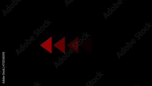 Abstract Left Directional arrow animation on the black background. signal arrow icon. red color a moving arrow pointing to the left. abstract directional arrow icon animation background 4k photo
