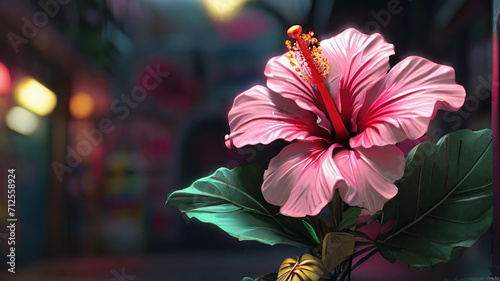 Hibiscus flower with durk background ai generative photo photo