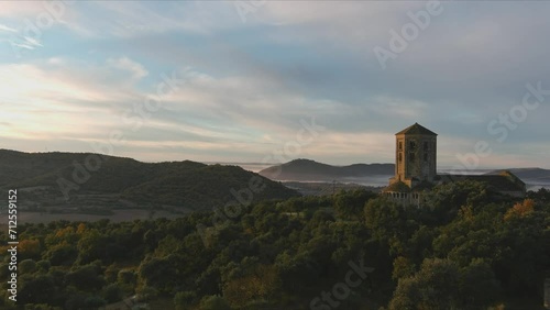 Church of San Pedro in middle of nature reveals road to Ponts, Lleida photo