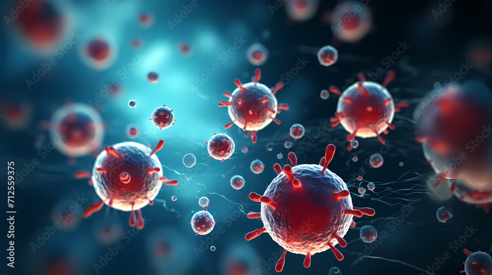 Virus cells abstract science concept, medical research background Virus cells abstract science concept, medical research background