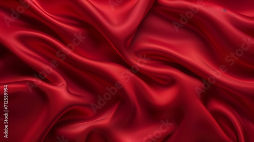 Red satin fabric, Luxury red satin smooth fabric background for celebration, Ai generated image 