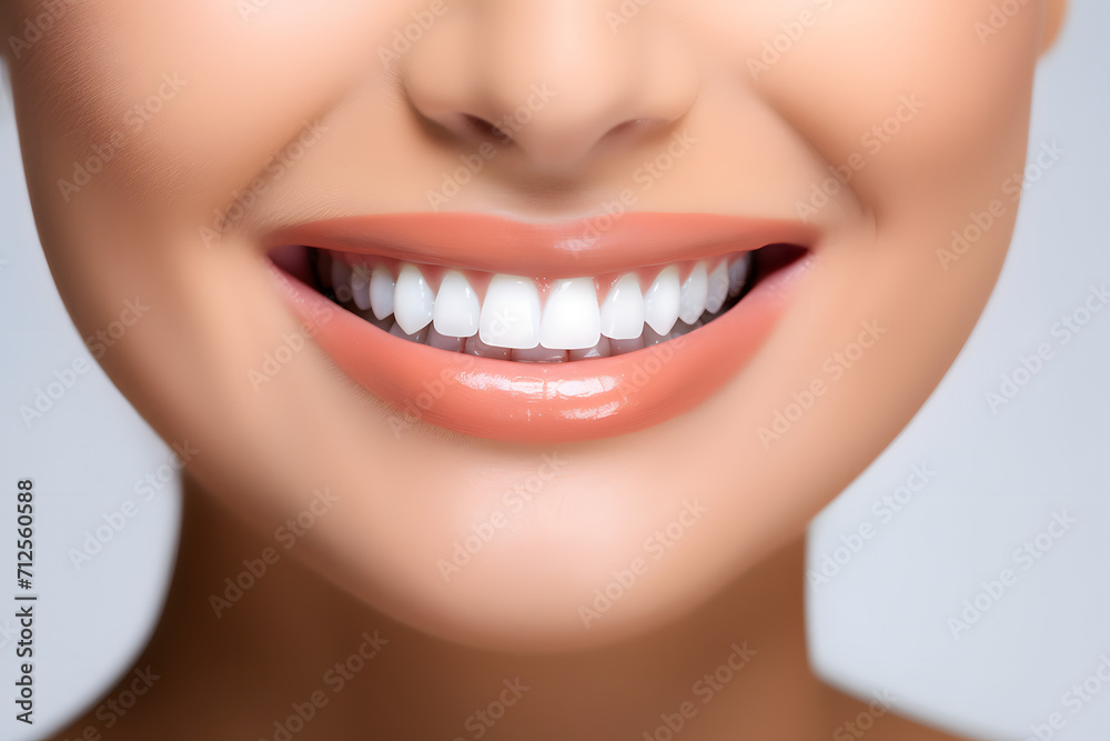 Perfect healthy teeth smile of young woman. Teeth whitening. Dental clinic patient. Image symbolizes oral care dentistry, stomatology. Dentistry image Perfect healthy teeth smile of young woman. Teeth whitening. Dental clinic patient. Image symbolizes oral care dentistry, stomatology. Dentistry image
