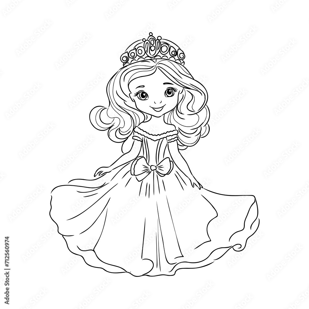 Fototapeta premium Little Princess Coloring page for kids