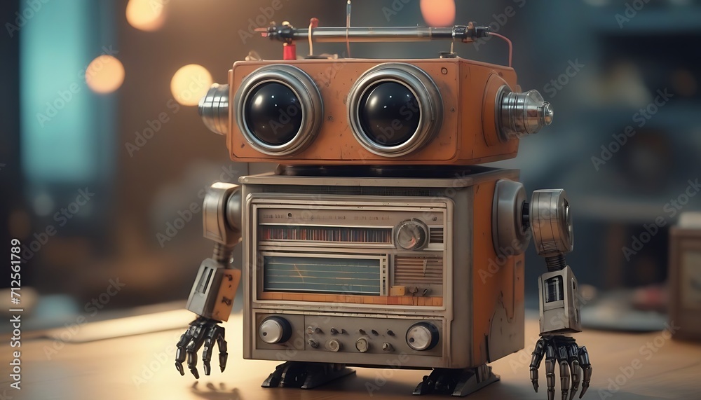 Fototapeta premium vintage radio on the floor