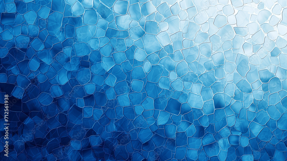 Abstract background with squares, Blue water surface, Ombre blue mosaic patterned background illustration, Ai generated image