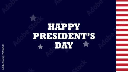 Happy President's Day Animated Text with star partikles. suitable for celebrating Presidents Day. united state video animation. photo