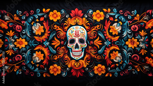 Mexican Dia de Los Muertos holiday traditional ethnic design background photo