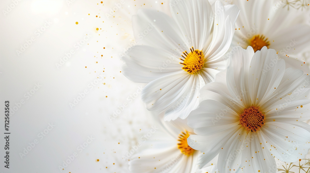 Fototapeta premium Picture White flower group surface, beautiful pattern, White flower background, Ai generated image