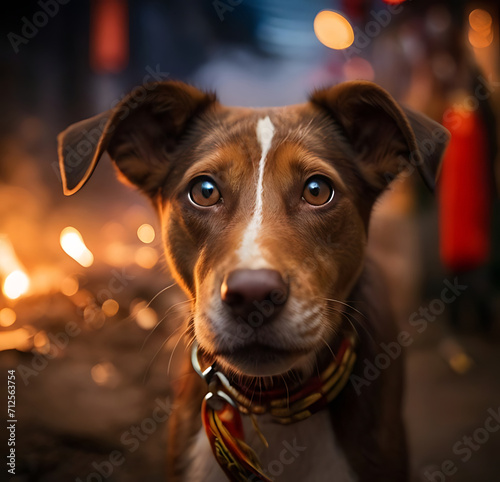 The essence of the fear-stricken eyes of stray animals during firecracker festivities.