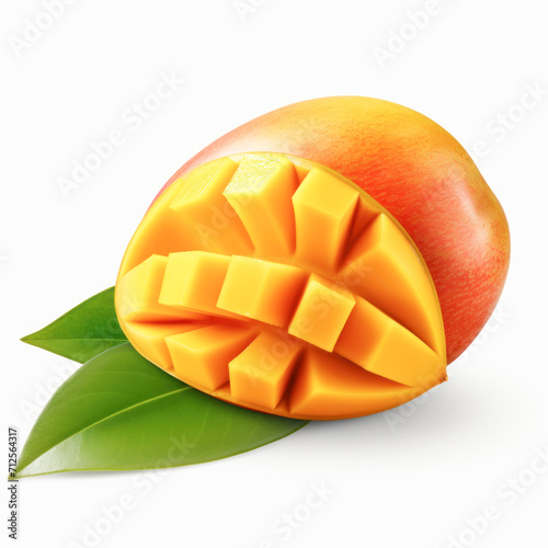 Fresh and juicy mango on white background