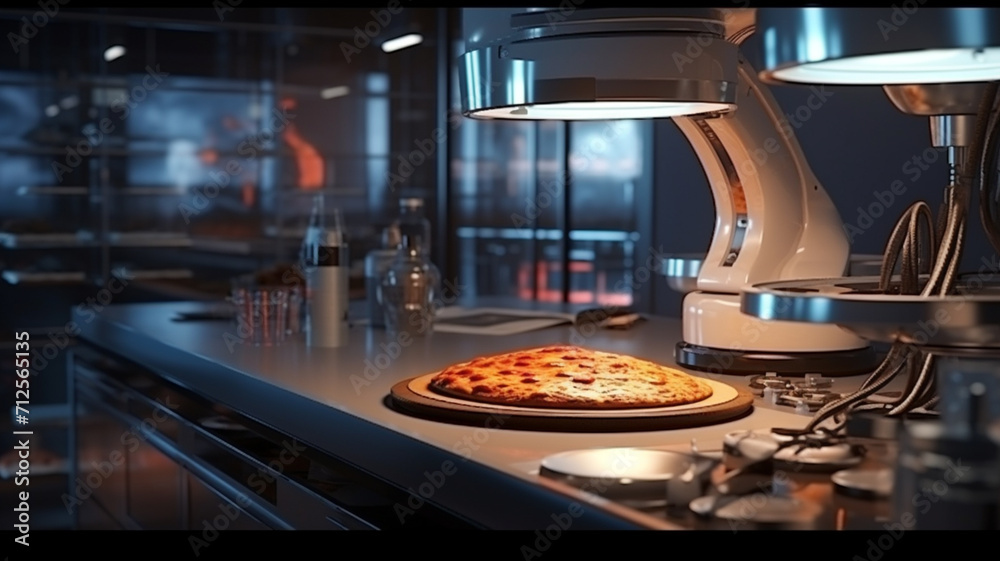 Pizza on a table in a modern kitchen. 3d rendering
generativa IA