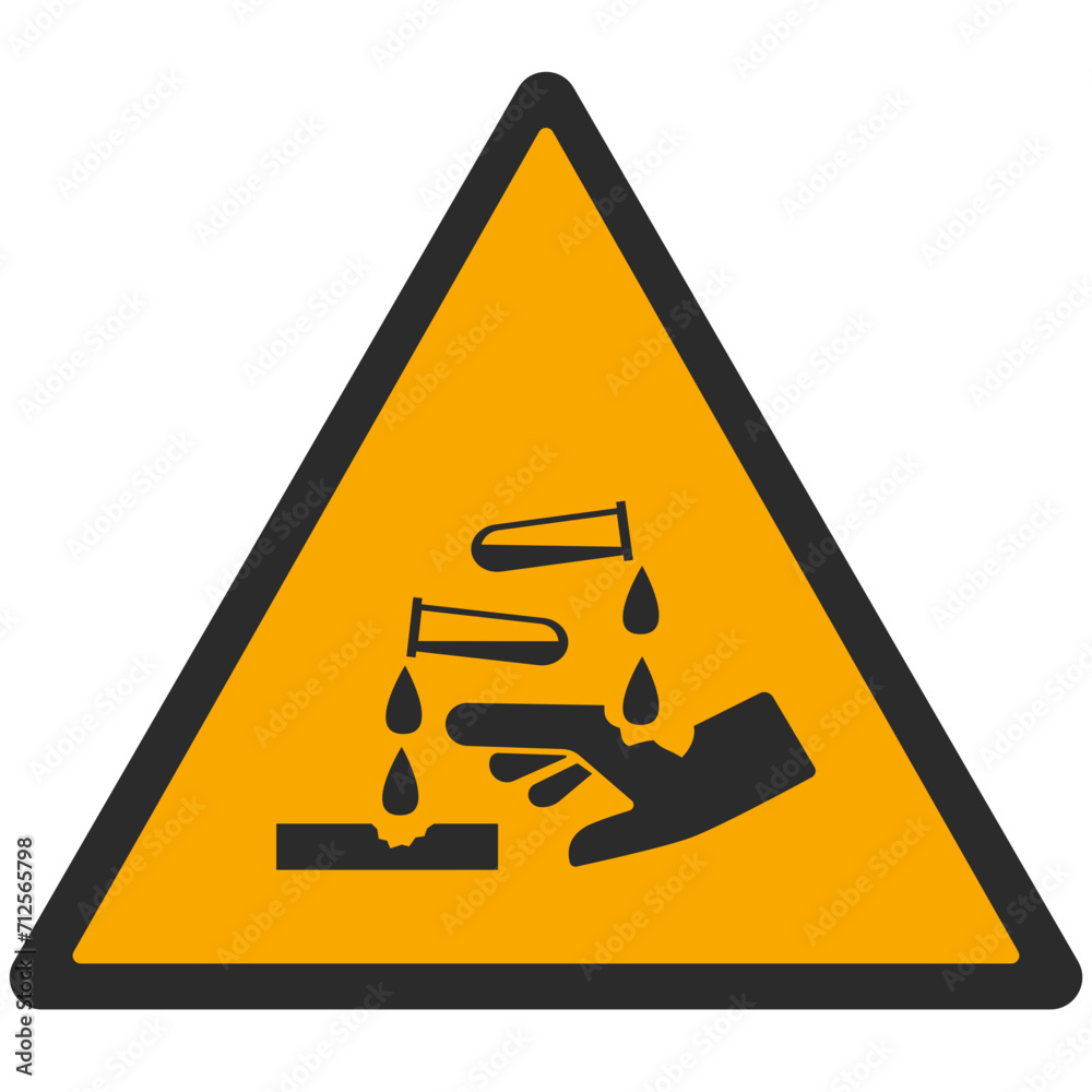 WARNING PICTOGRAM, CORROSIVE SUBSTANCE ISO 7010 - W023, SVG WARNING PICTOGRAM, CORROSIVE SUBSTANCE ISO 7010 - W023, SVG