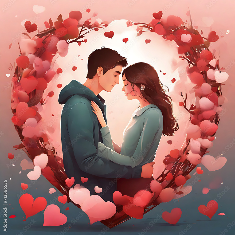 Valentine's day cute cartoon couple art vector Valentine's day cute cartoon couple art vector