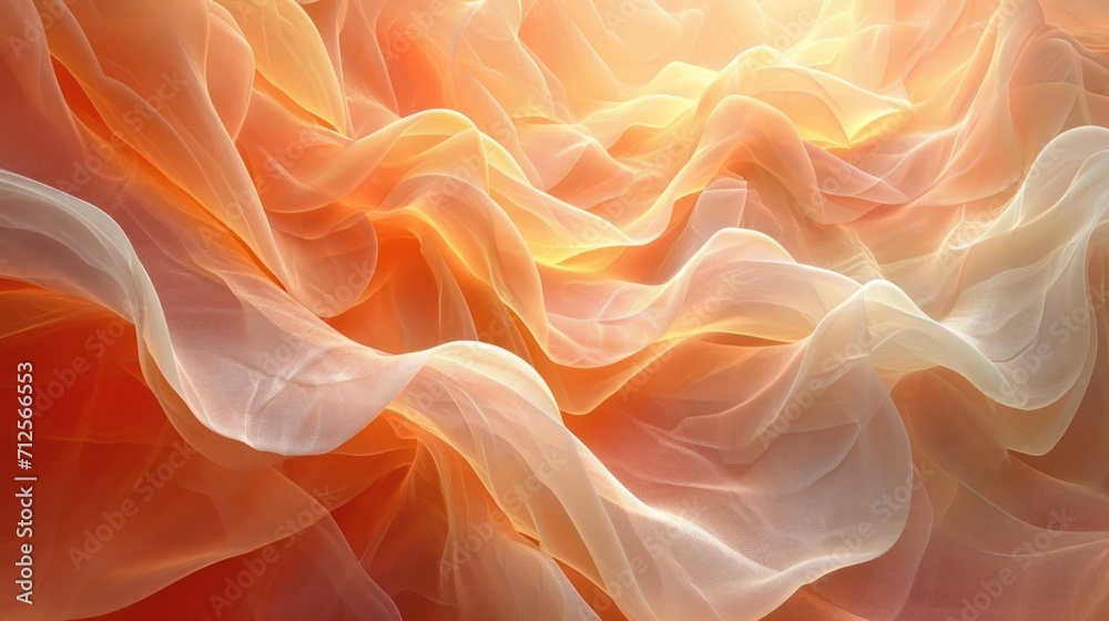 a close up of an orange and white background with a large amount of white and orange fabric on top of it. a close up of an orange and white background with a large amount of white and orange fabric on top of it.