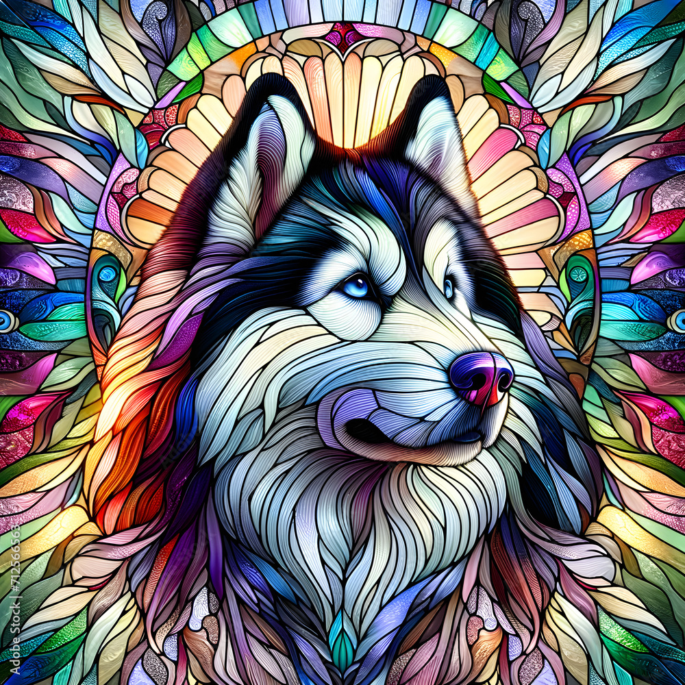 Stained glass husky dog Stained glass husky dog