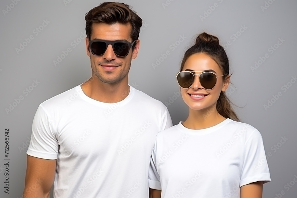 Happy woman with white shirt created with Generative AI Happy woman with white shirt created with Generative AI
