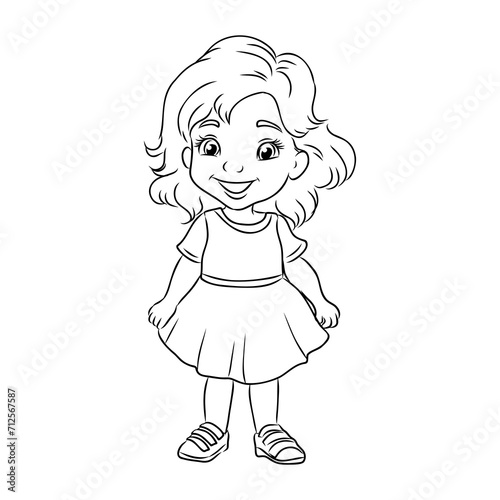 Girl cartoon,vector illustration isolated on white background,coloring book pages.