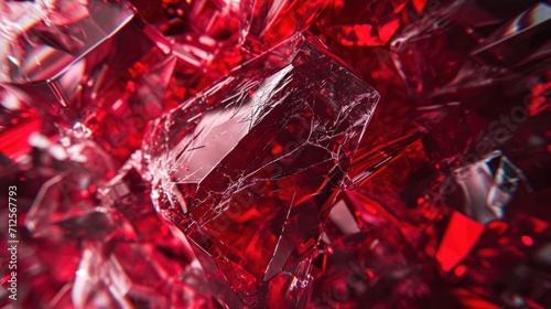  a close up of a red diamond that looks like it has been cut in half to look like a cube.
