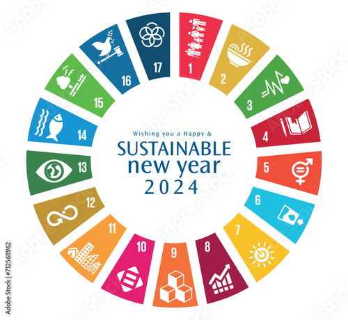 Sustainable Development Global Goals Wheel design. Goals for good. Greetings. Vector illustration.