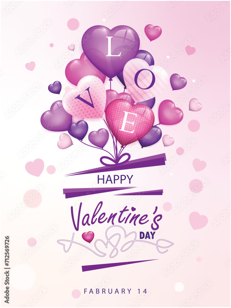 Cards for Valentine's Day Pink-purple tone