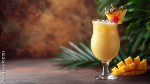  a glass of orange juice with a pineapple garnish and a pineapple garnish on the rim.