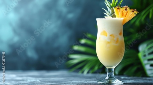  a drink with a pineapple garnish on the top and a pineapple garnish on the top.