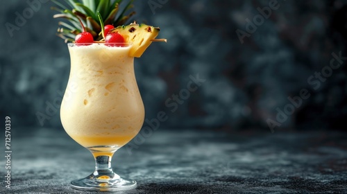  a drink in a glass with a pineapple garnish and a pineapple garnish on top.