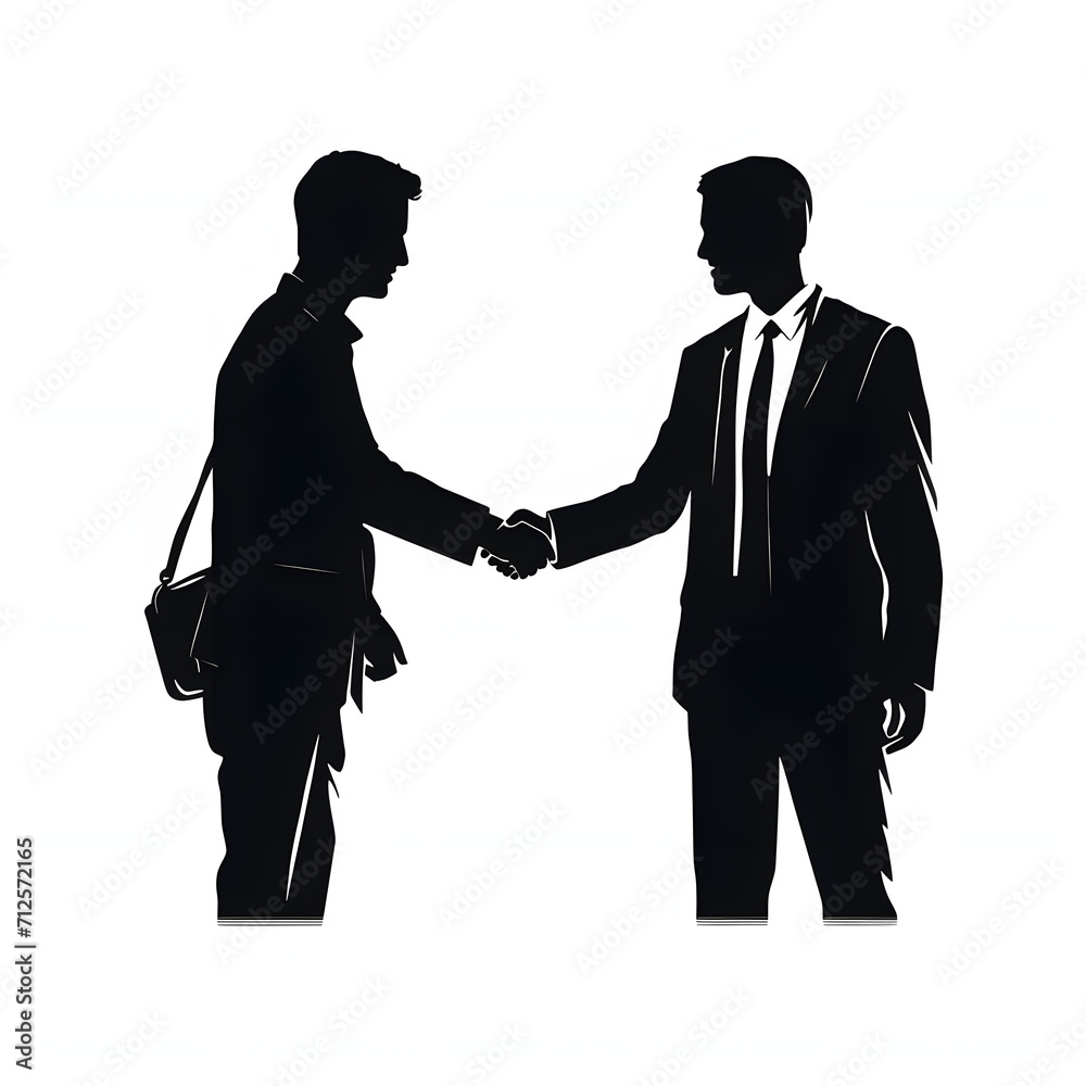 Corporate negotiation with two people shaking hands isolated on white background, simple style, png
