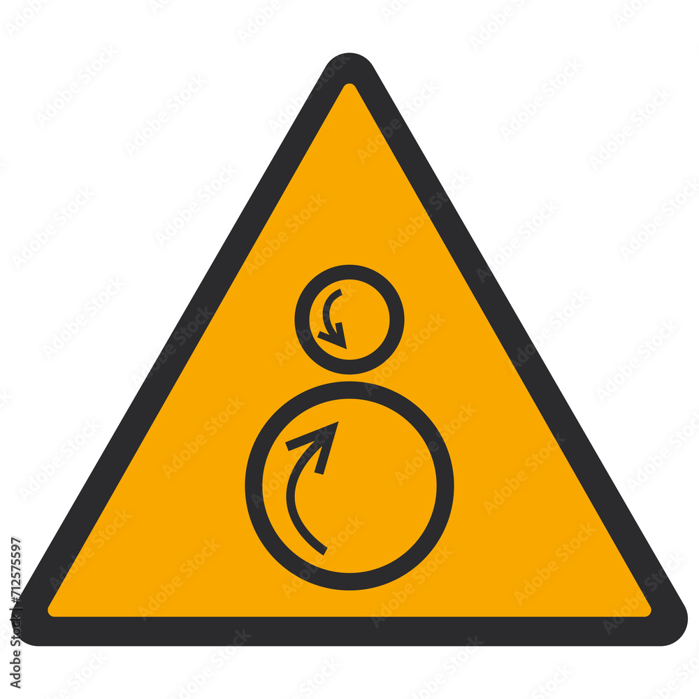 WARNING PICTOGRAM, COUNTER ROTATING ROLLERS ISO 7010 - W025 WARNING PICTOGRAM, COUNTER ROTATING ROLLERS ISO 7010 - W025