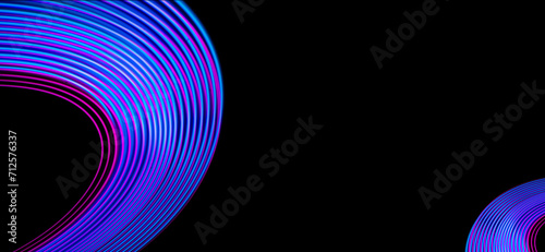 Abstract banner design. Technology neon lines on black background. High quality photo